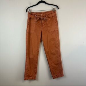 Lila Ryan | Rust Orange Tie Waist Paperbag Straight Leg Pants Size 4